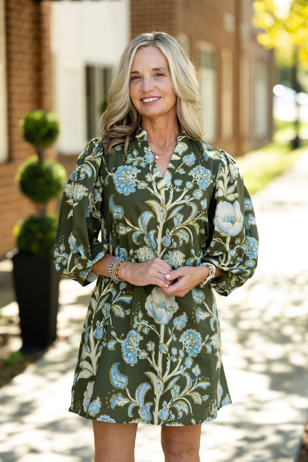 Zahra Olive Floral Dress