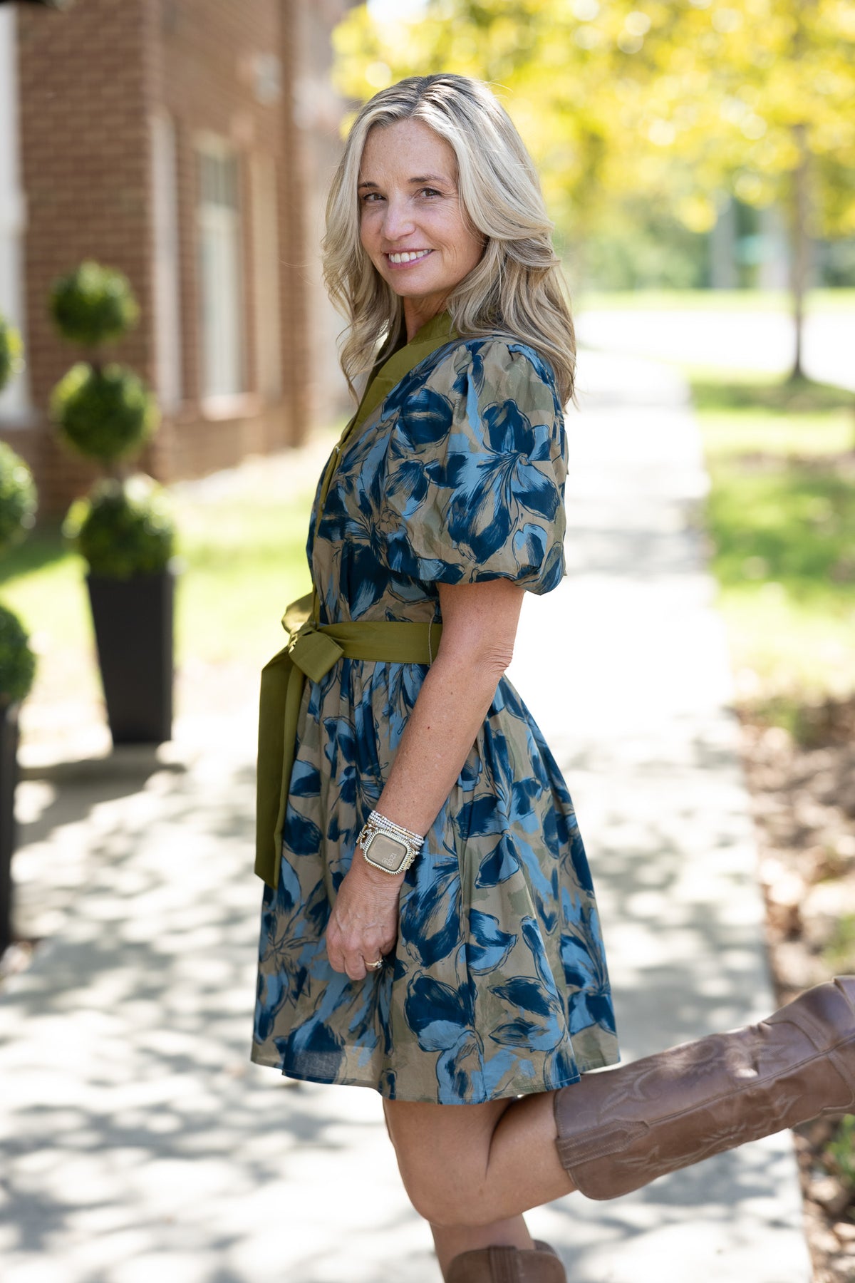 Ren Olive Floral Dress