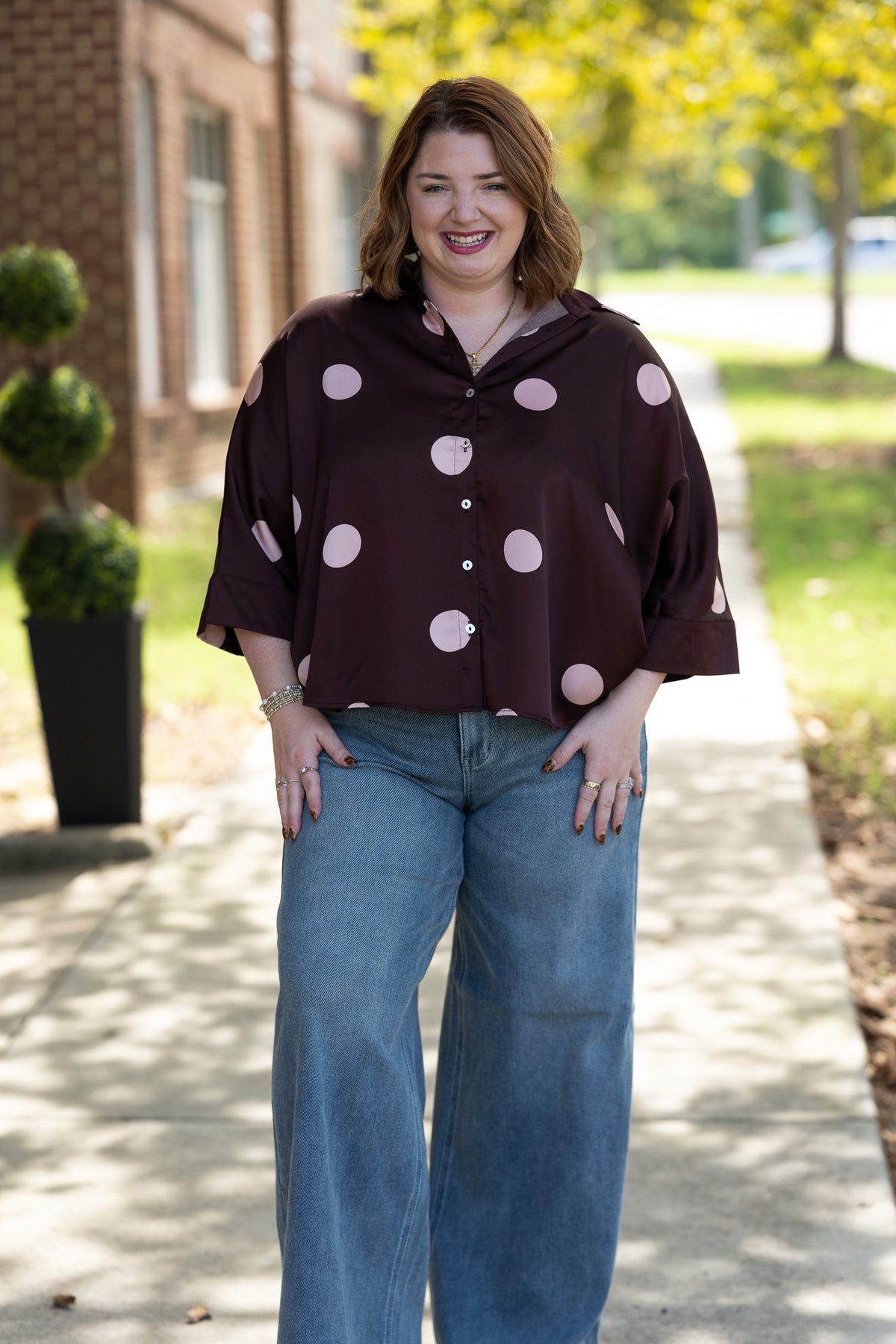Point Burgundy Dot Top