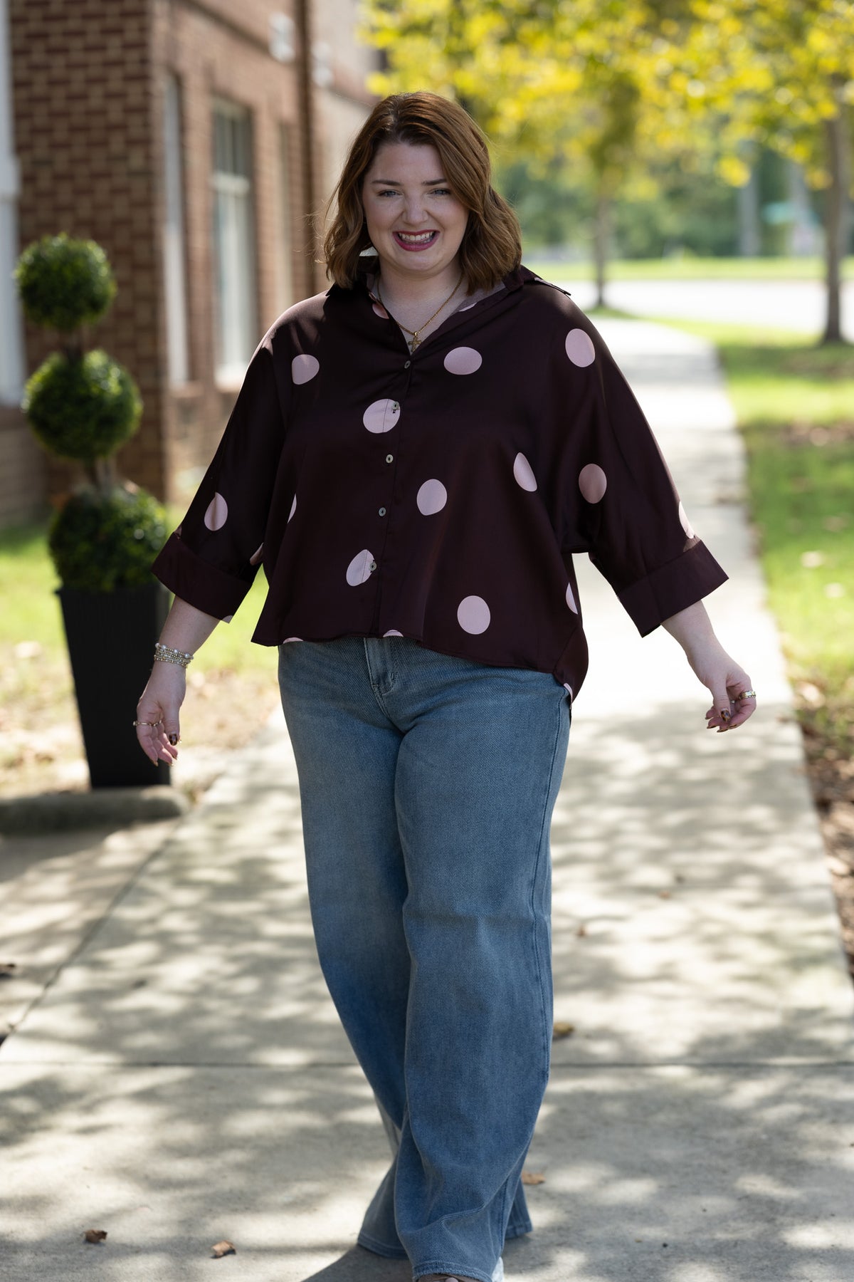 Point Burgundy Dot Top