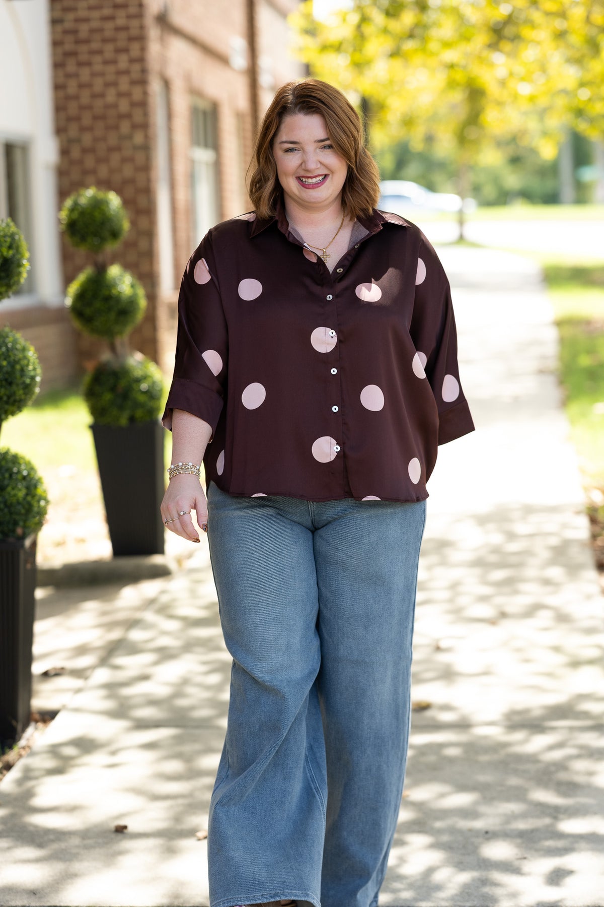 Point Burgundy Dot Top
