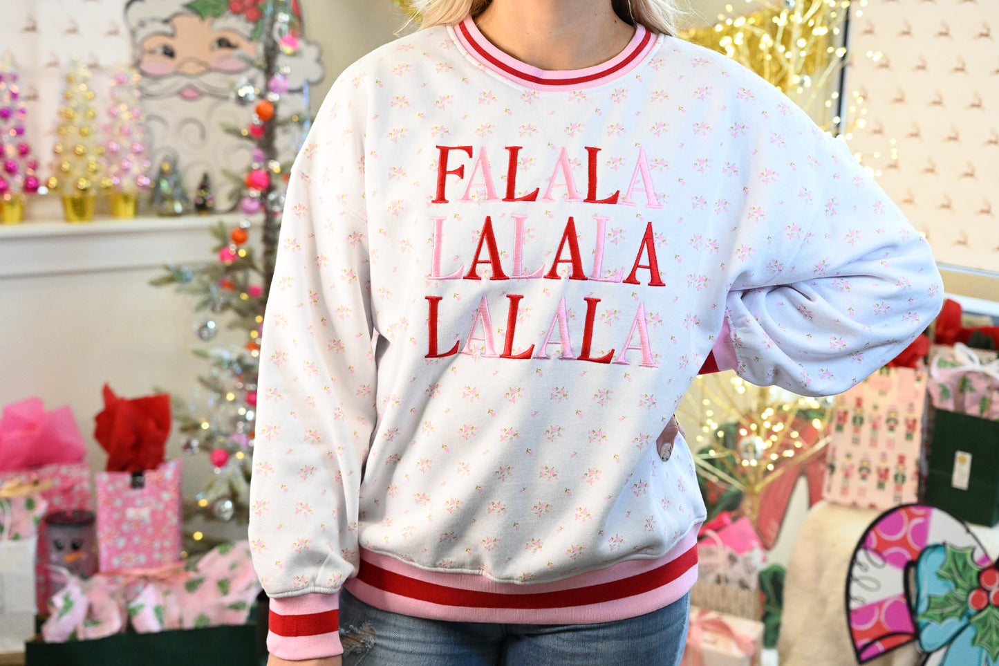 FA LA LA Floral Varsity Crew