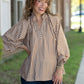 Callah Taupe Gingham Top -