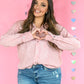 Rippled with Love Button Down - Pink -
