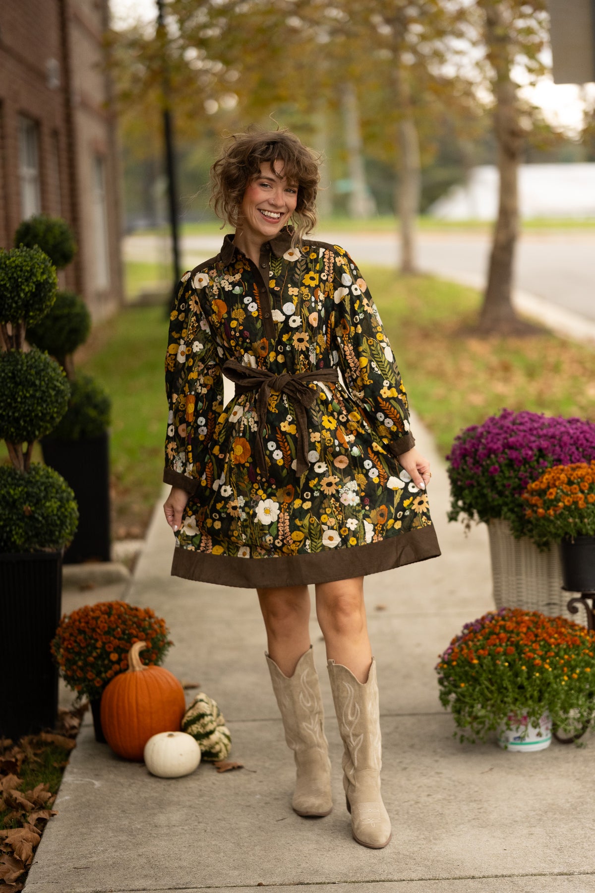 Fleur Olive Floral Dress -