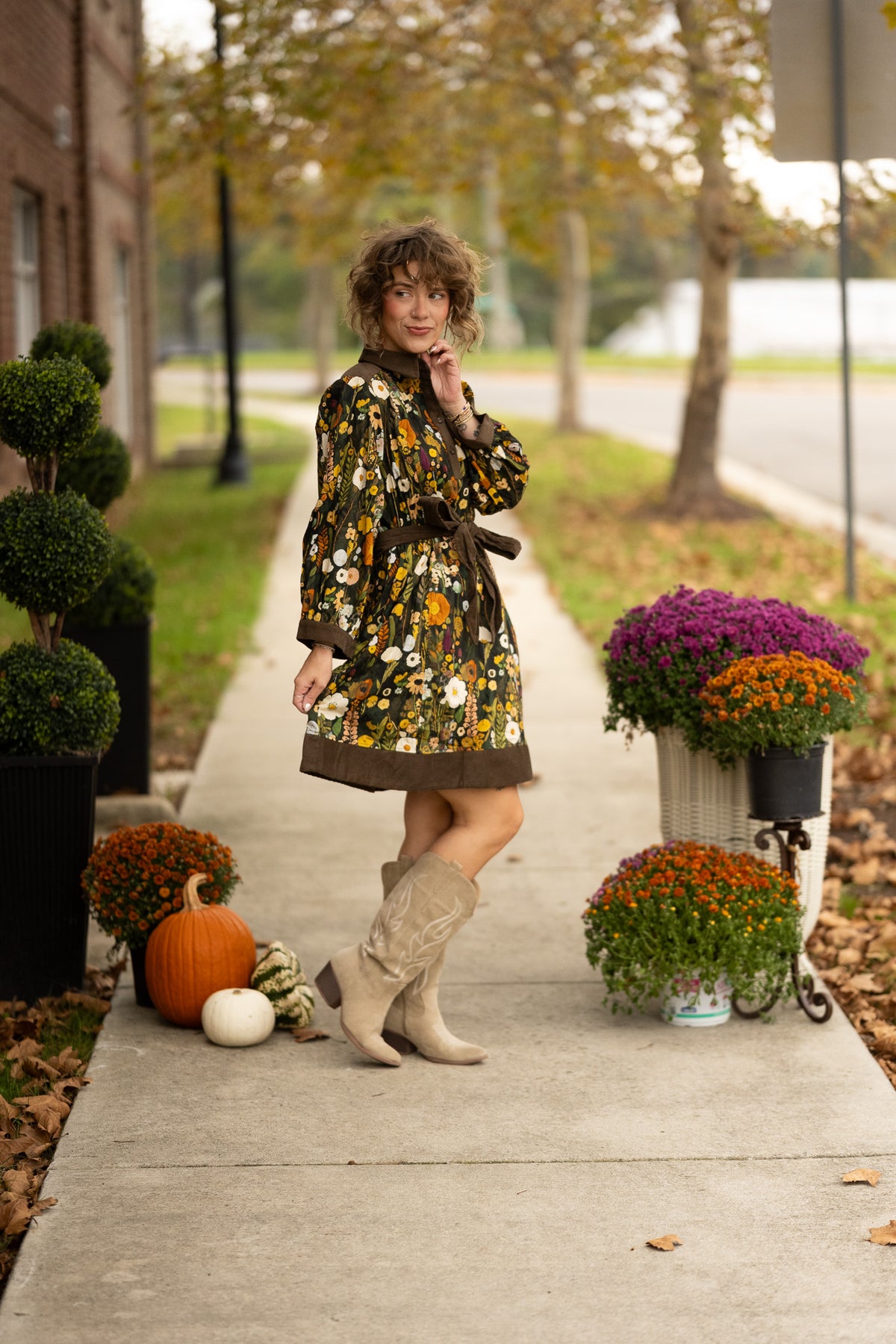 Fleur Olive Floral Dress -