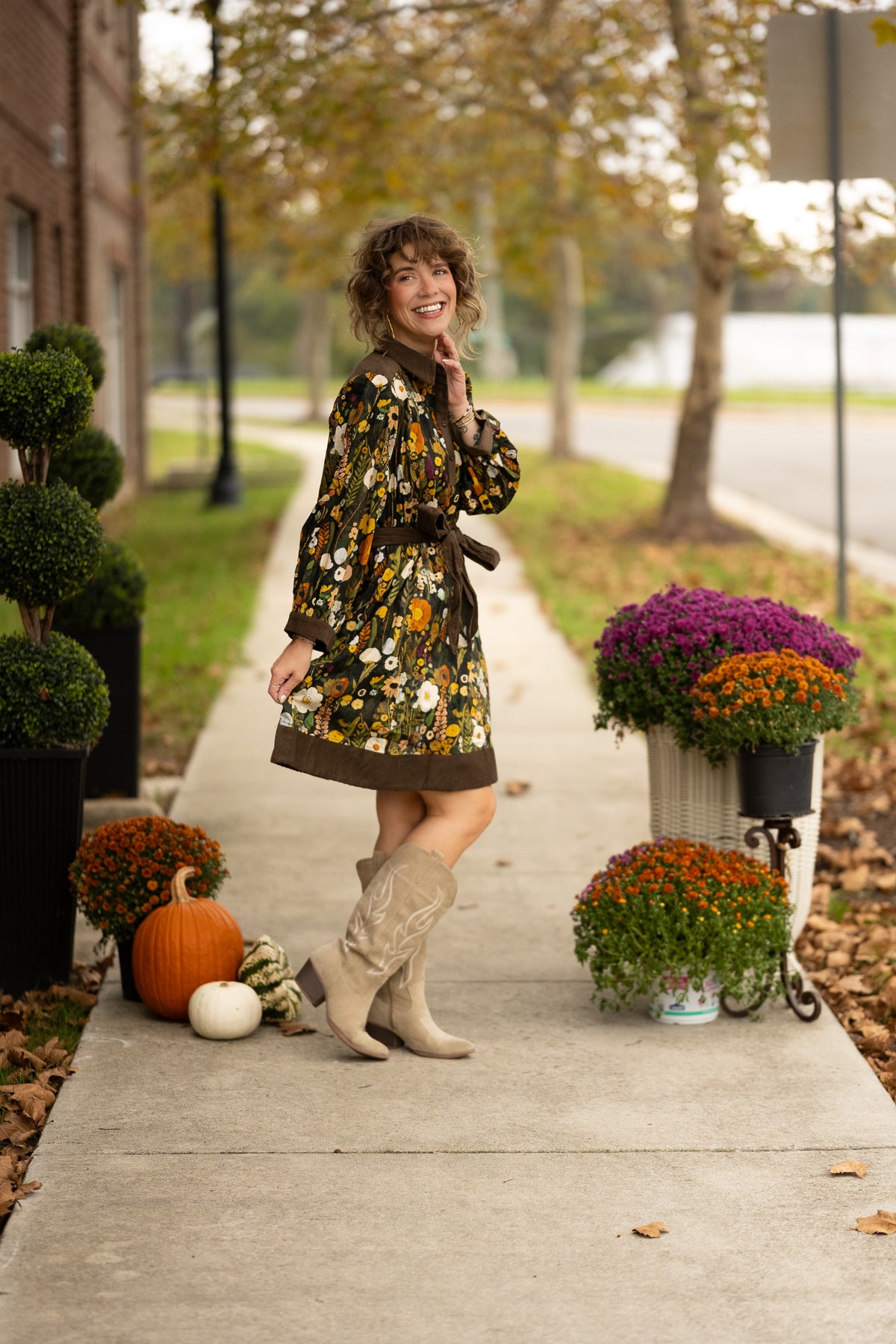 Fleur Olive Floral Dress -