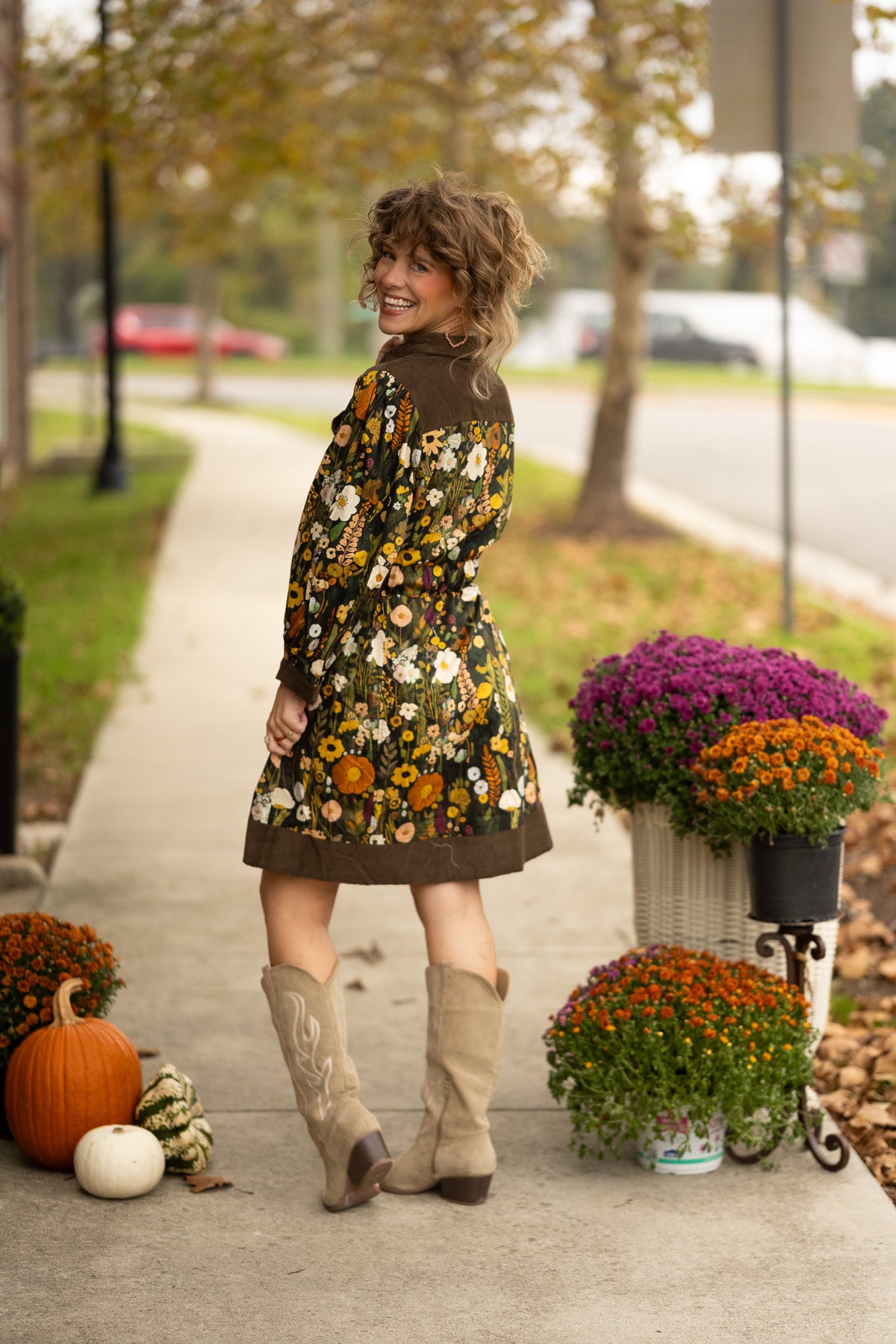 Fleur Olive Floral Dress -