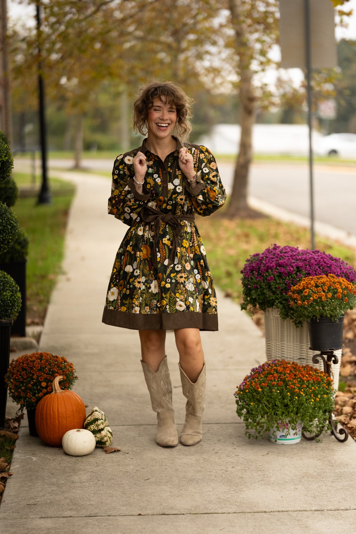 Fleur Olive Floral Dress -