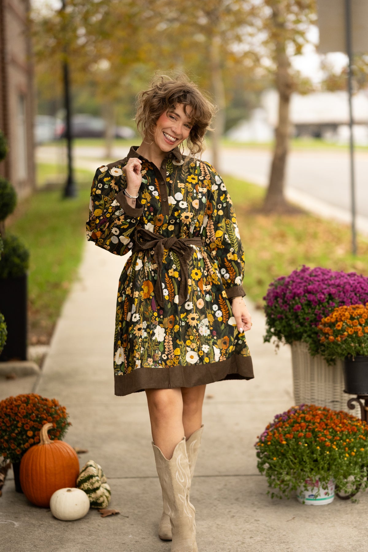Fleur Olive Floral Dress -