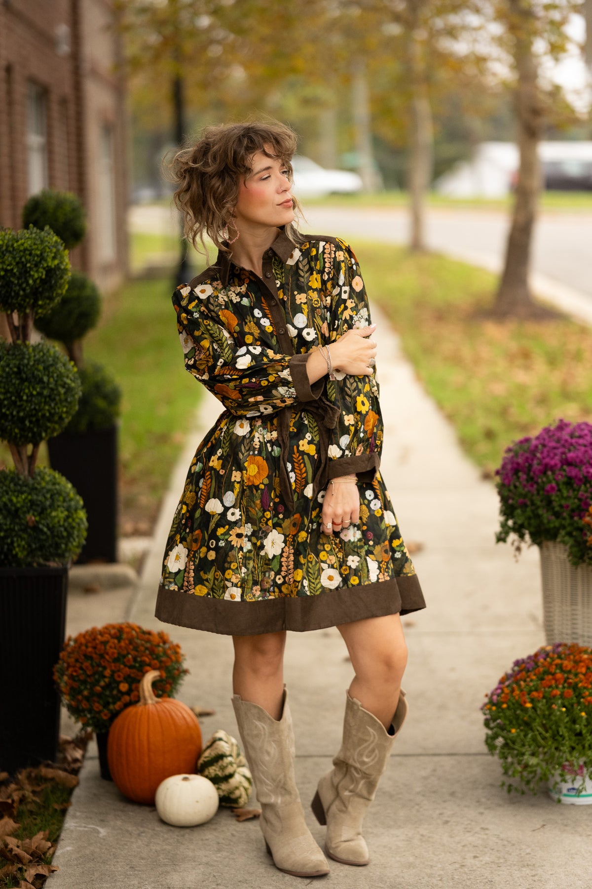 Fleur Olive Floral Dress -