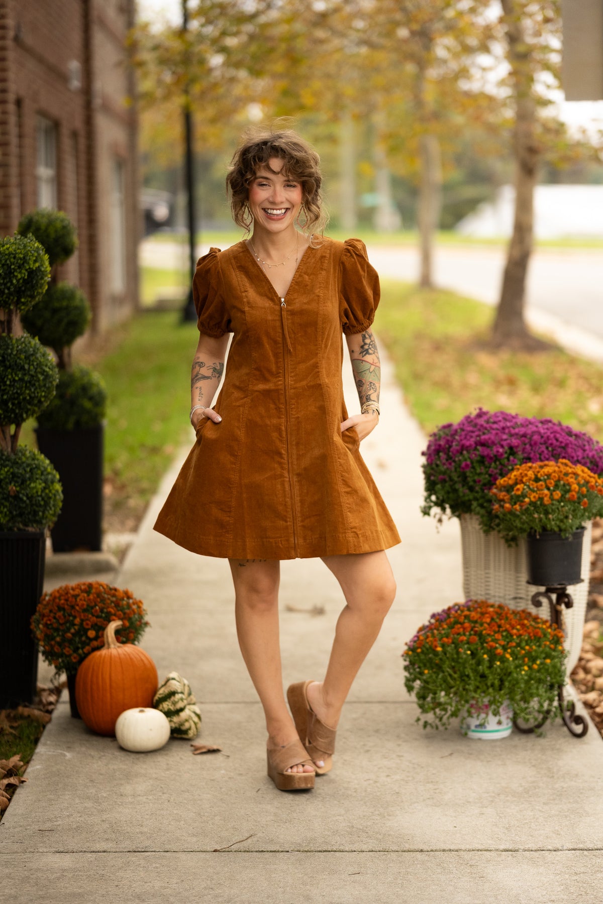 Caroline Camel Dress