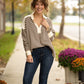 Striped Henley Sweatshirt: Chesnut