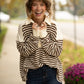 Striped Henley Sweatshirt: Chesnut