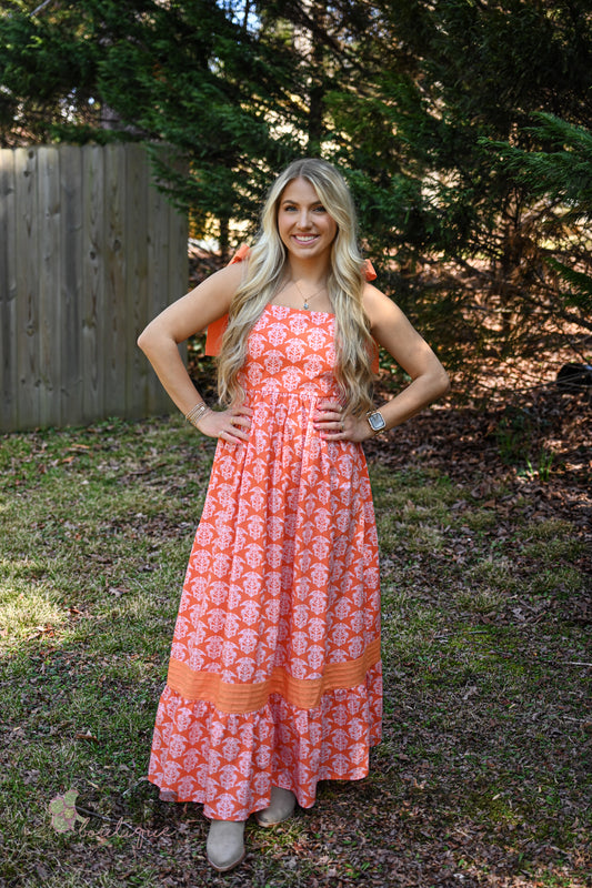 Grapefruit Flare Maxi Dress