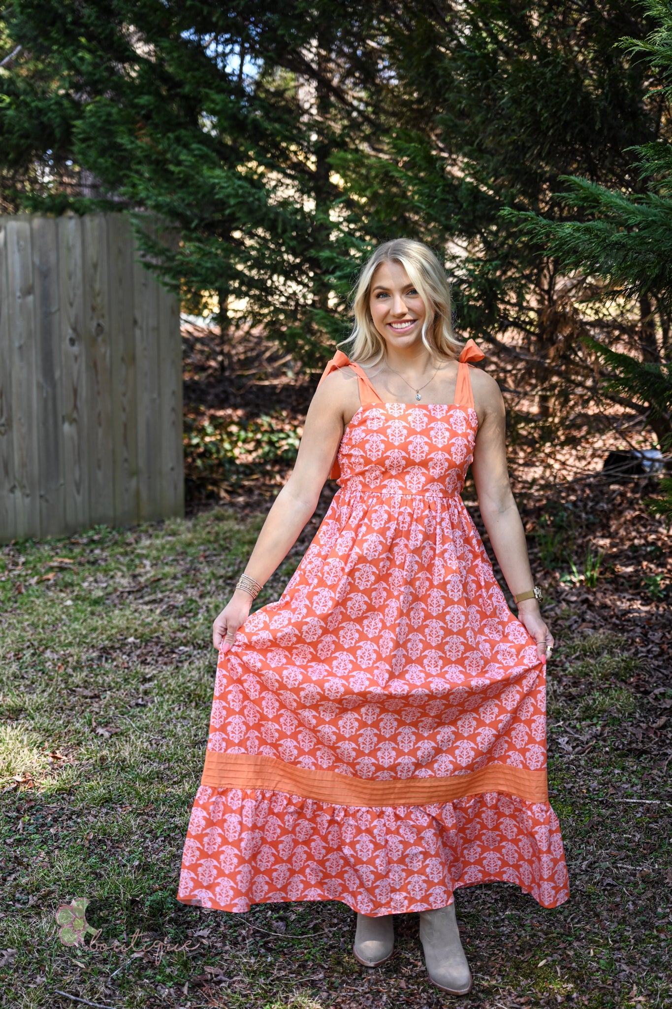 Grapefruit Flare Maxi Dress