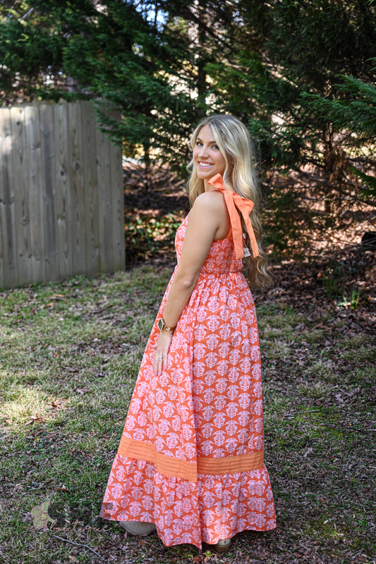 Grapefruit Flare Maxi Dress