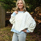 Ditsy Blue Flower Stripe Pullover