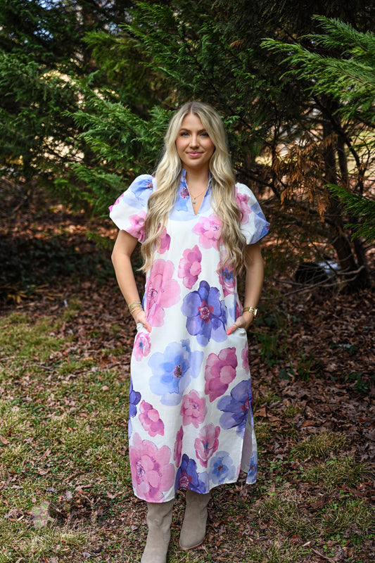 Pink Purple Poppy Maxi Dress