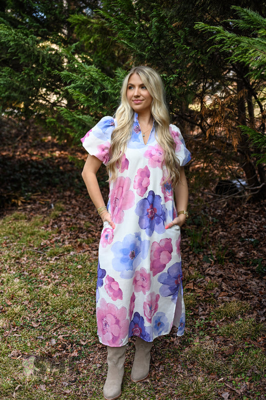 Pink Purple Poppy Maxi Dress