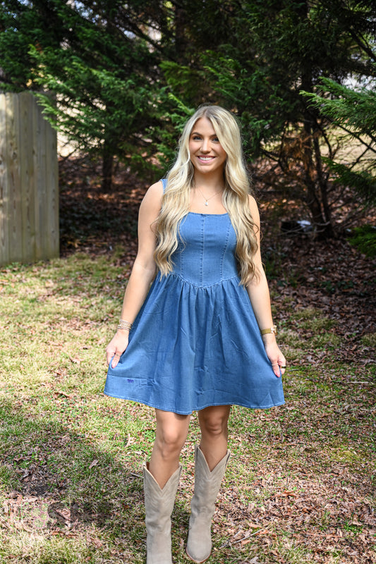 Denim Bow Back Dress