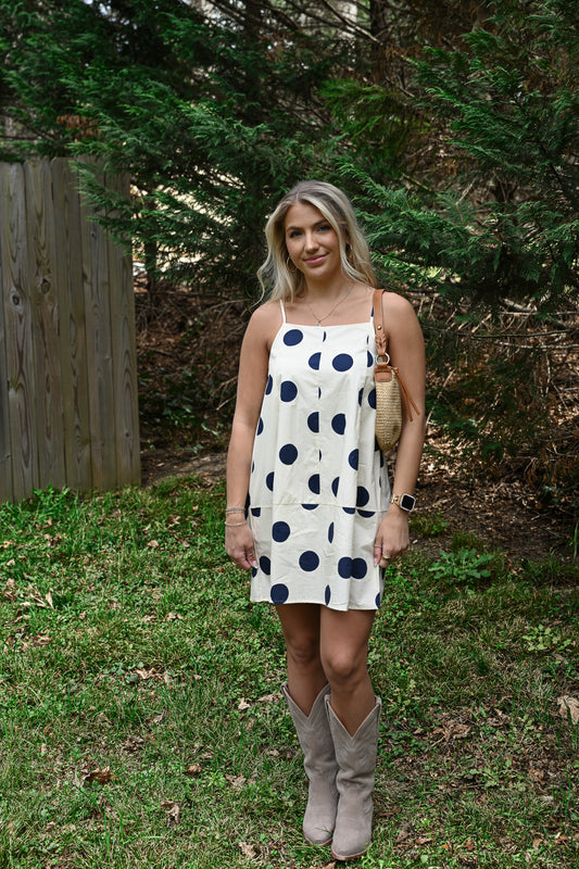 Polka Dot Barrel Mini Dress