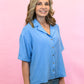 Whitney Button Top - Blue -