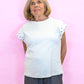White Studded Sleeve Top -