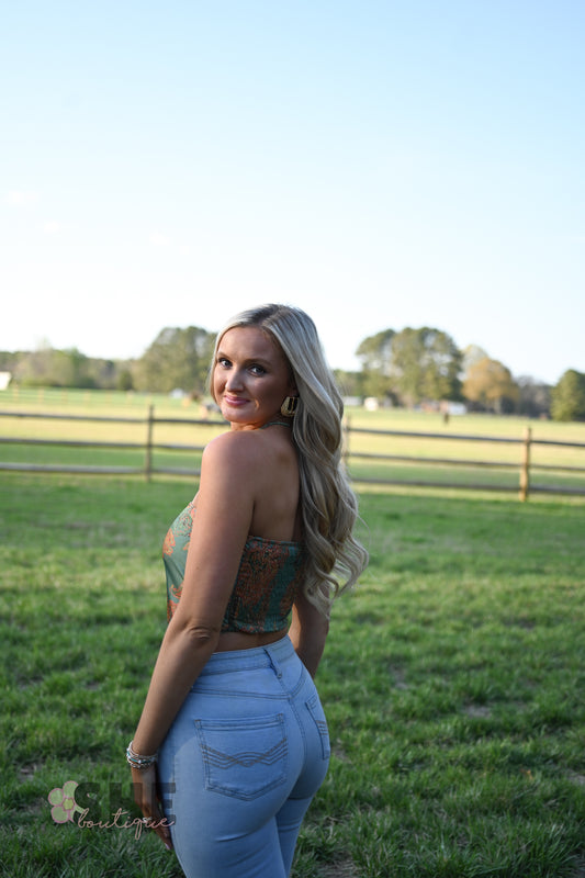 Banty Paisley Blue Bandana Top