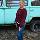 Sawyer Burgundy Scalloped Sweater