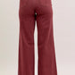 Burgundy Hight Waist Retro Wide Jeans Style 881032