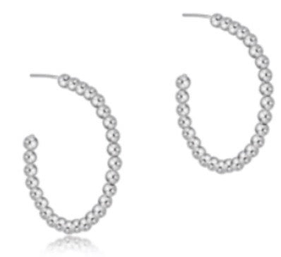 Beaded Classic 1.25 Hoop 4mm Silver