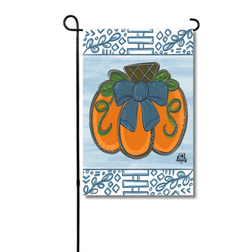 Blue Chinoserie Pumpkin Glam Flag