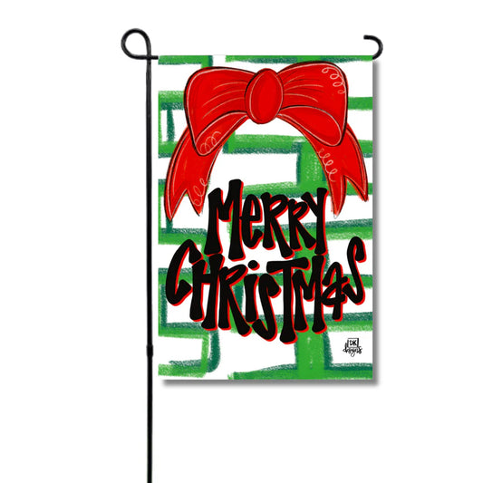 Red Bow Merry Christmas Garden Glam Flag
