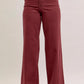 Burgundy Hight Waist Retro Wide Jeans Style 881032