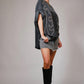 Stone Boot Stitch Black Oversized Tee