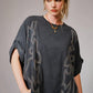 Stone Boot Stitch Black Oversized Tee
