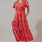 Rea Floral Palmer Poplin Tiered Maxi Dress