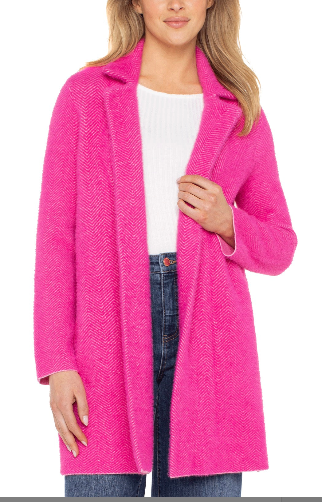 Deep Raspberry Pink Open Jacket