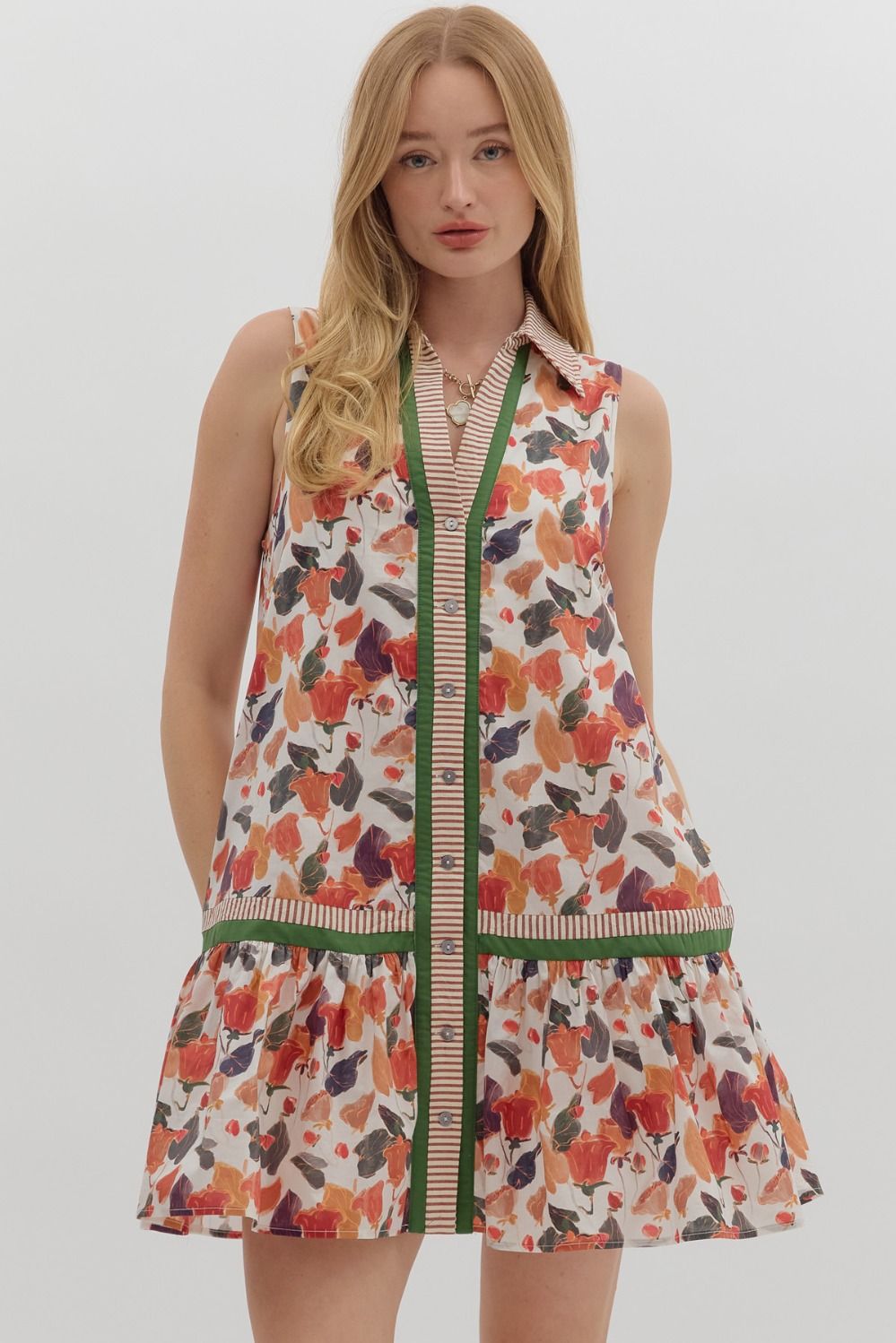 Blooming Fall Sleeveless Dress