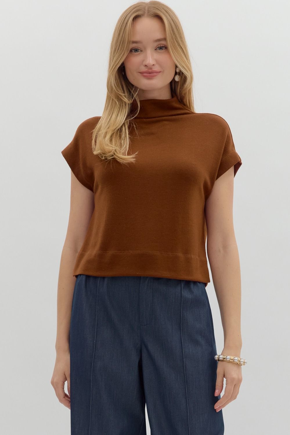 Apricot Mock Neck Top