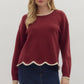 Sawyer Burgundy Scalloped Sweater