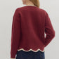 Sawyer Burgundy Scalloped Sweater