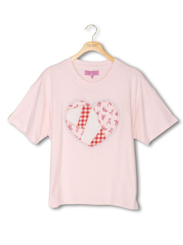 Heart Patchwork Pink Short Sleeve