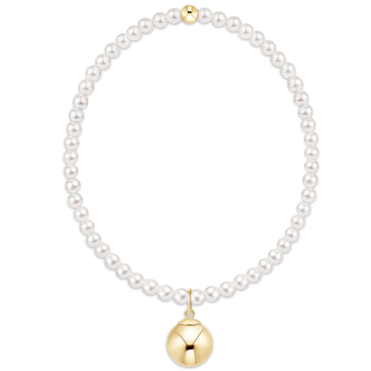 Classic Pearl 3mm Bracelet - Classic Gold 10mm Charm