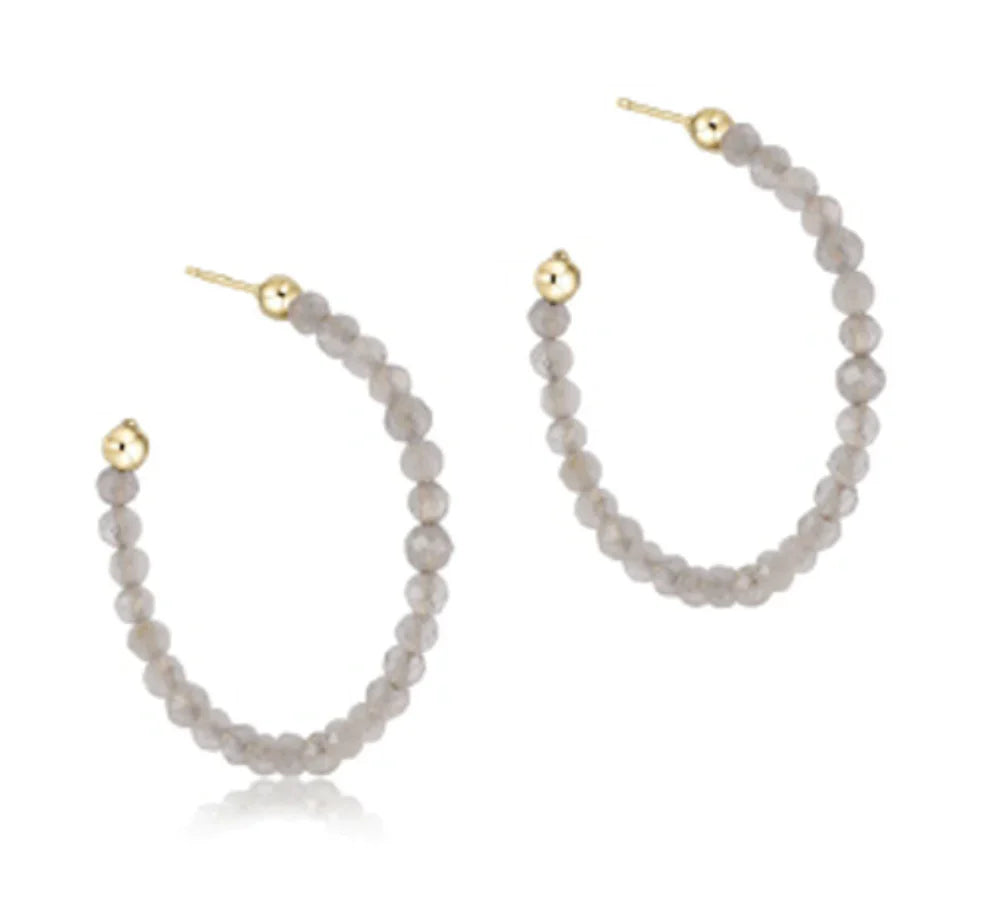 Beaded Gemstone 1" Hoop 3mm -  Labradorite