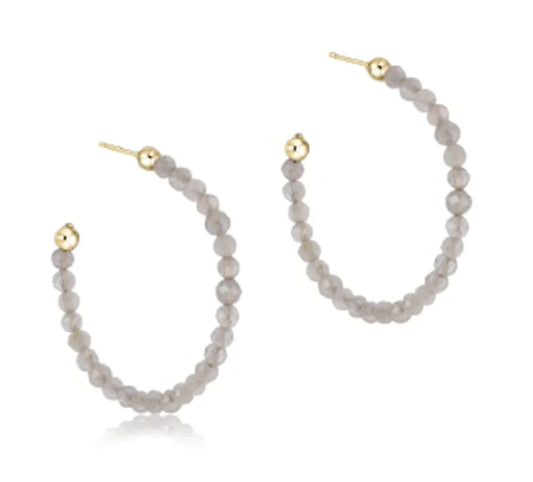 Beaded Gemstone 1" Hoop 3mm -  Labradorite