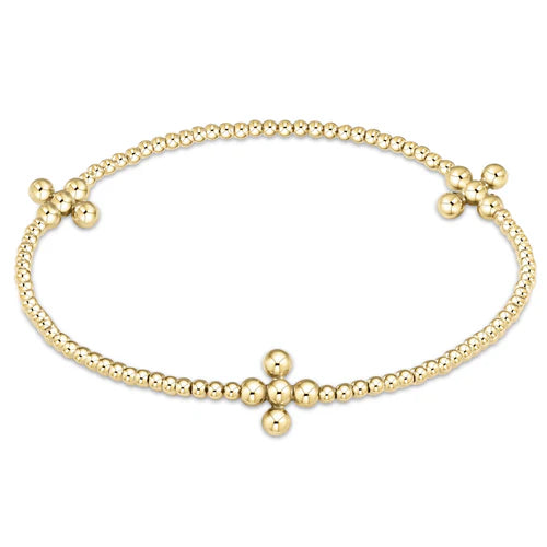 2.5mm Gold Bubble Cross Bracelet