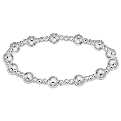 Classic Serenity Pattern 6mm Bead Bracelet - Sterling Silver