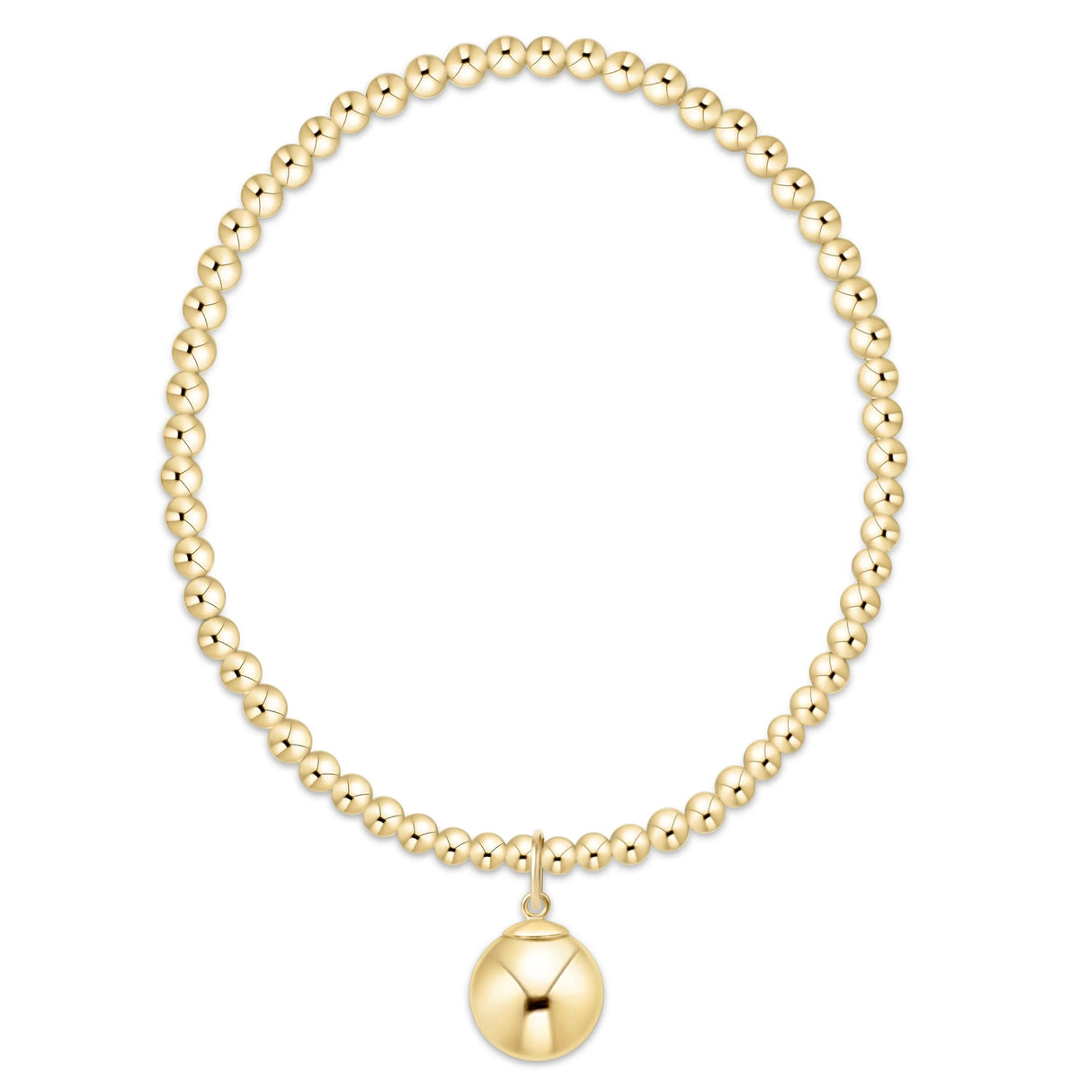 Classic Gold 3mm Bracelet - Classic Gold 10mm Charm